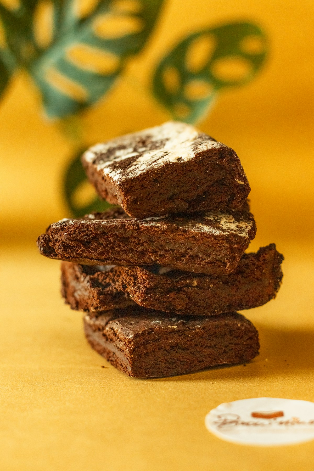 A tray of fudgy triple chocolate brownies